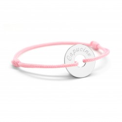 Personalised cord bracelet sterling silver circle