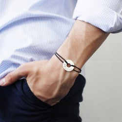 engravable sterling silver cord bracelet for men